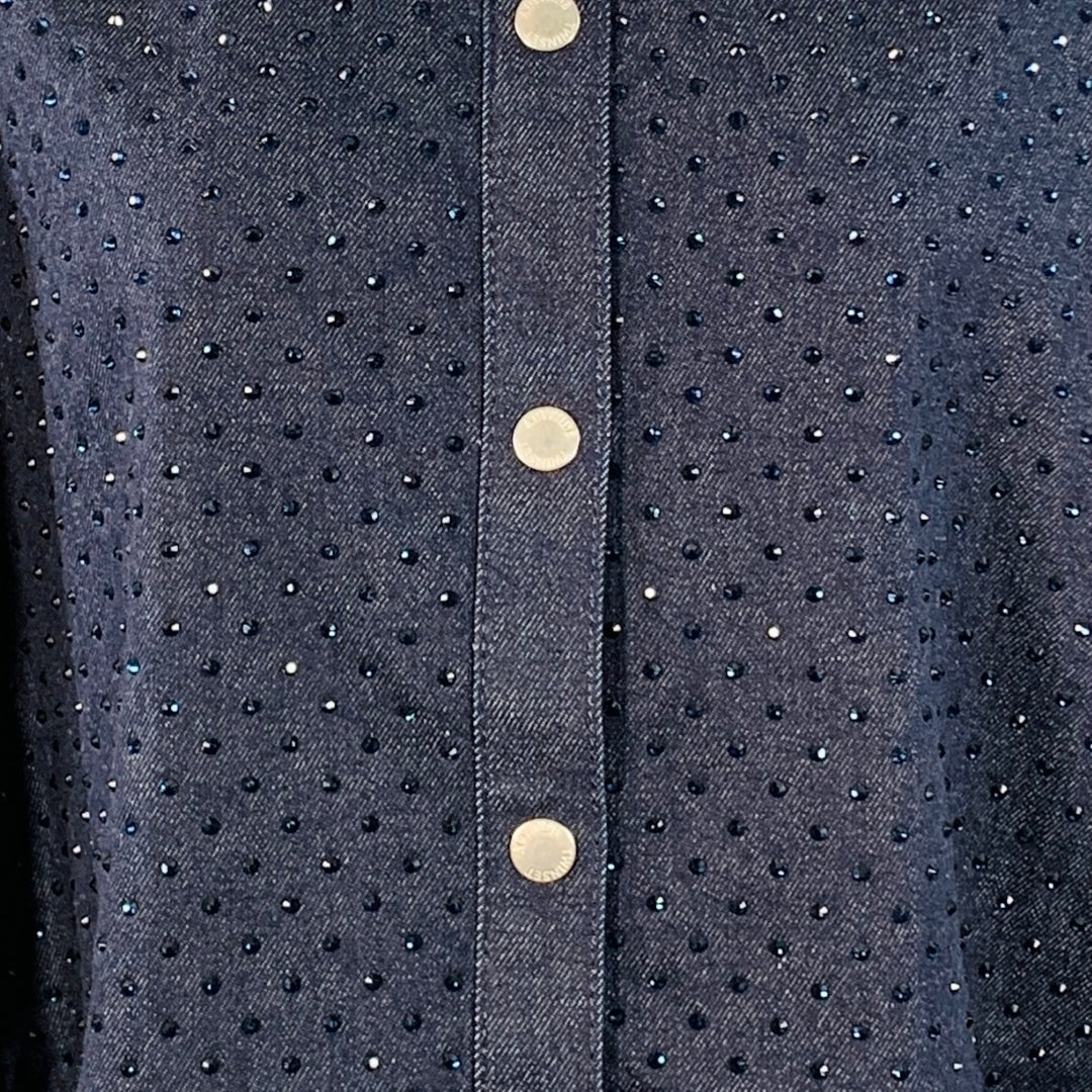 TWINSET ACTITUDE Size XS Indigo Blue Denim Rhinestones Snaps Shirt