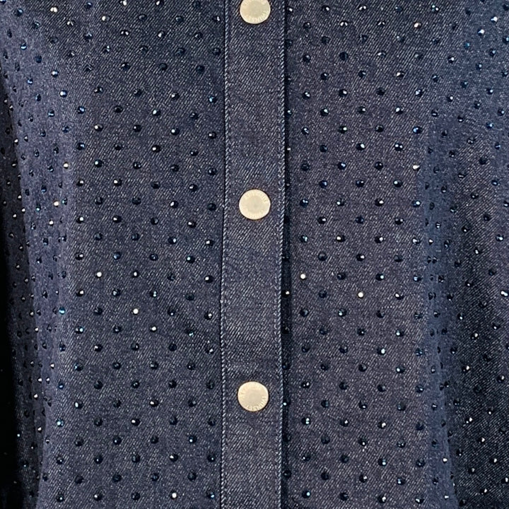 TWINSET ACTITUDE Size XS Indigo Blue Denim Rhinestones Snaps Shirt