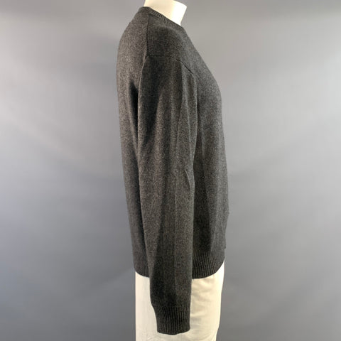 PRADA Size L Dark Grey Knitted Cashmere Crew Neck Sweater
