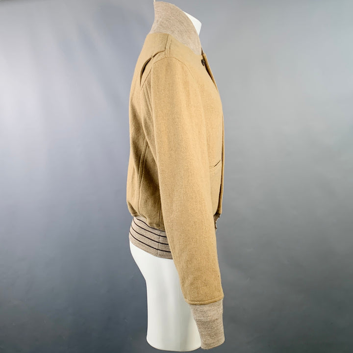 HAIDER ACKERMANN Size 38 Tan Wool Cotton Cropped Blouson Bomber Jacket