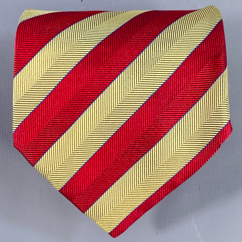 PROCHOWNICK Red Yellow Diagonal Stripe Silk Tie