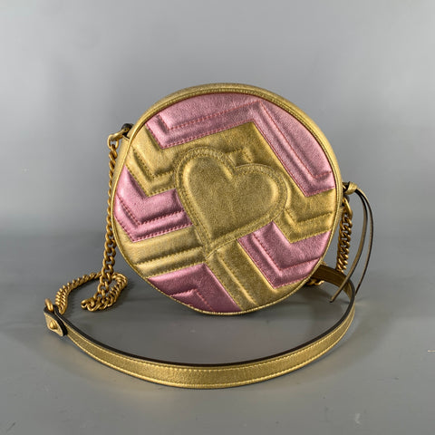 GUCCI Sac à bandoulière rose doré métallique Maroquinerie et Sacs