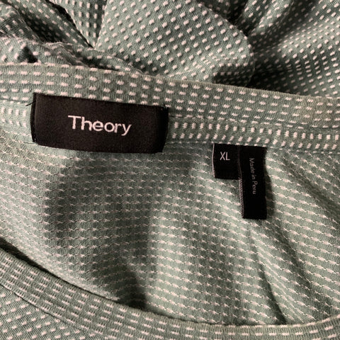 THEORY Size XL Green White Speckled Cotton Scoop Neck T shirt