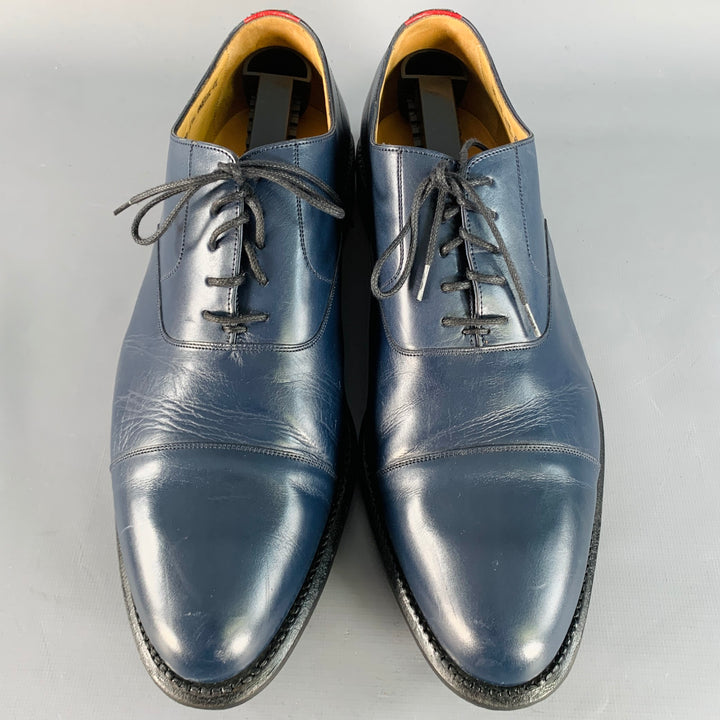 BALLY Size 10 Navy Leather Oxford Lace-Up Shoes