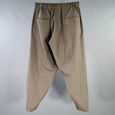 YANTOR Size M Brown Wool Pleated Casual Pants