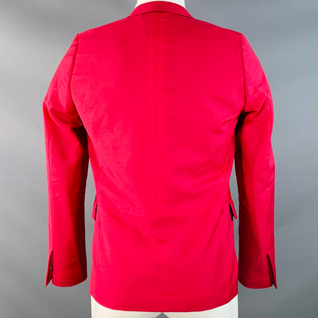 PAUL SMITH Size 38 Red Black Wool Mohair Peak Lapel Sport Coat