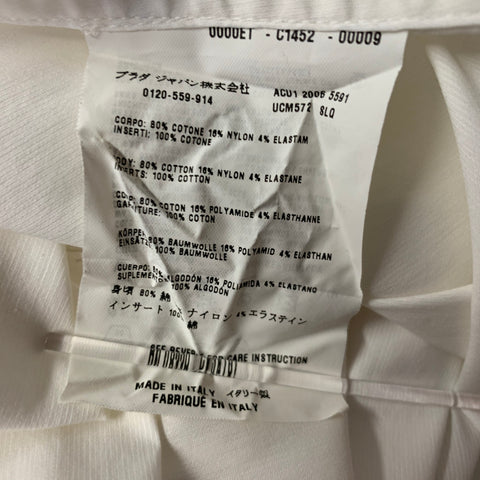PRADA Size XL Cream Solid Cotton Blend Tuxedo Long Sleeve Shirt