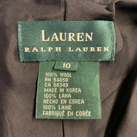 RALPH LAUREN Size 10 Black Cream Wool Buffalo Check Strapless Maxi Dress