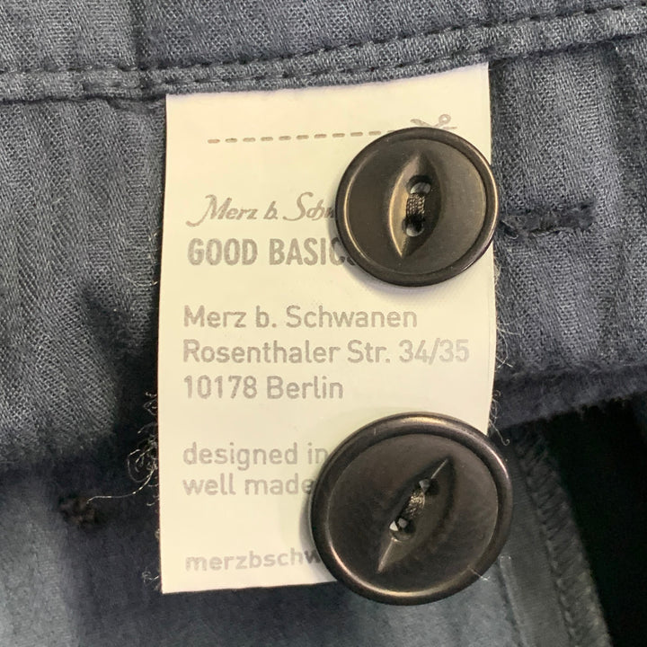 MERZ B. SCHWANEN Size L Navy Cotton Pleated Casual Pants
