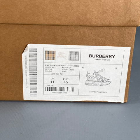 BURBERRY by RICARDO TISCI Size 12 Tan Black Red Stripe Mesh Low Top Sneakers