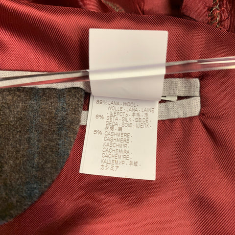 BRUNELLO CUCINELLI Size 38 Brown Blue Plaid Notch Lapel Sport Coat