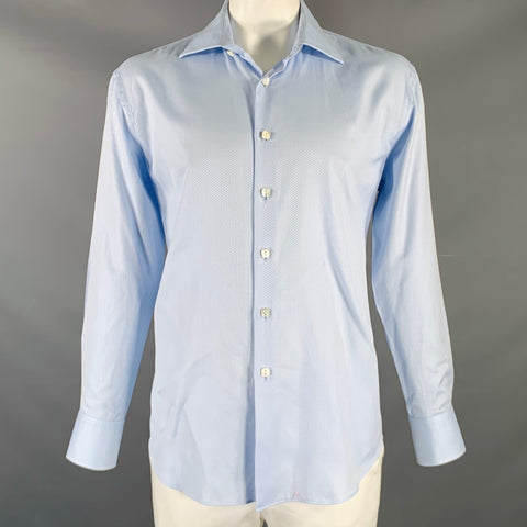 BILLIONAIRE COUTURE Size XL Blue Light Blue Jacquard Cotton Long Sleeve Shirt