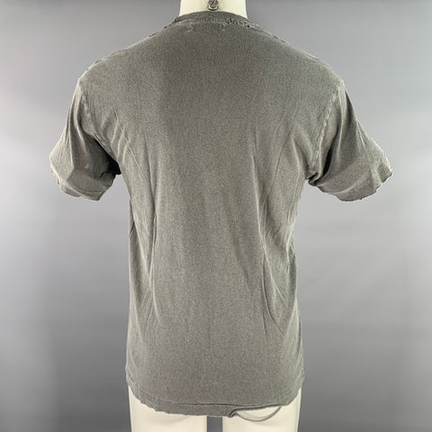 JOHN ELLIOTT Size XS Gray Distressed Cotton Crew-Neck T-shirt