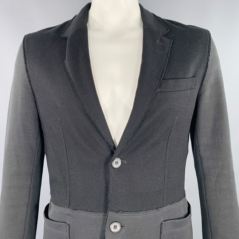 LANVIN Size 42 Black Mixed Fabrics Cotton Single breasted Jacket
