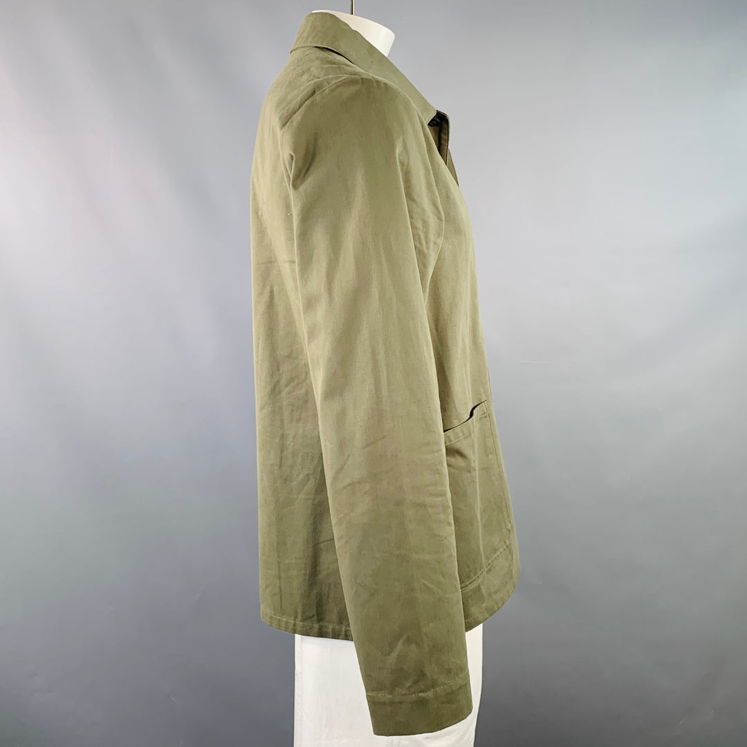 A.P.C. Size XL Green Olive Twill Cotton Two Pockets Jacket