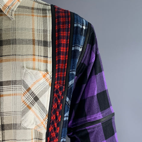 REBUILD by NEEDLES Size M White Purple Plaid Cotton Long Sleeve Shirt
