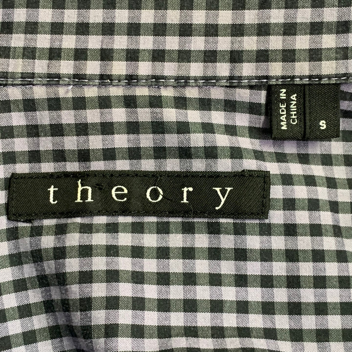 THEORY Size S Kyson Purple Black Gingham Cotton Button Down Long Sleeve Shirt