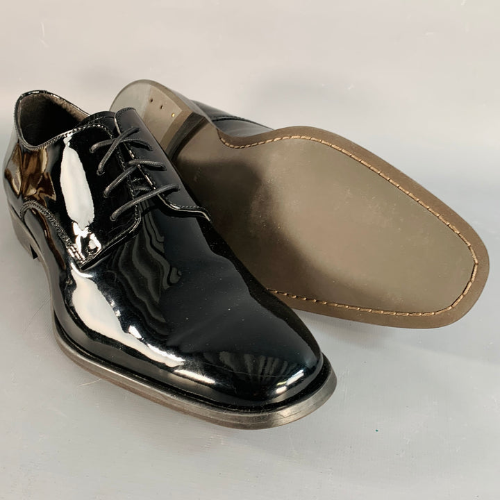 SAKS FIFTH AVENUE Size 8.5 Gibson Black Patent Leather Derby Lace-Up Shoes