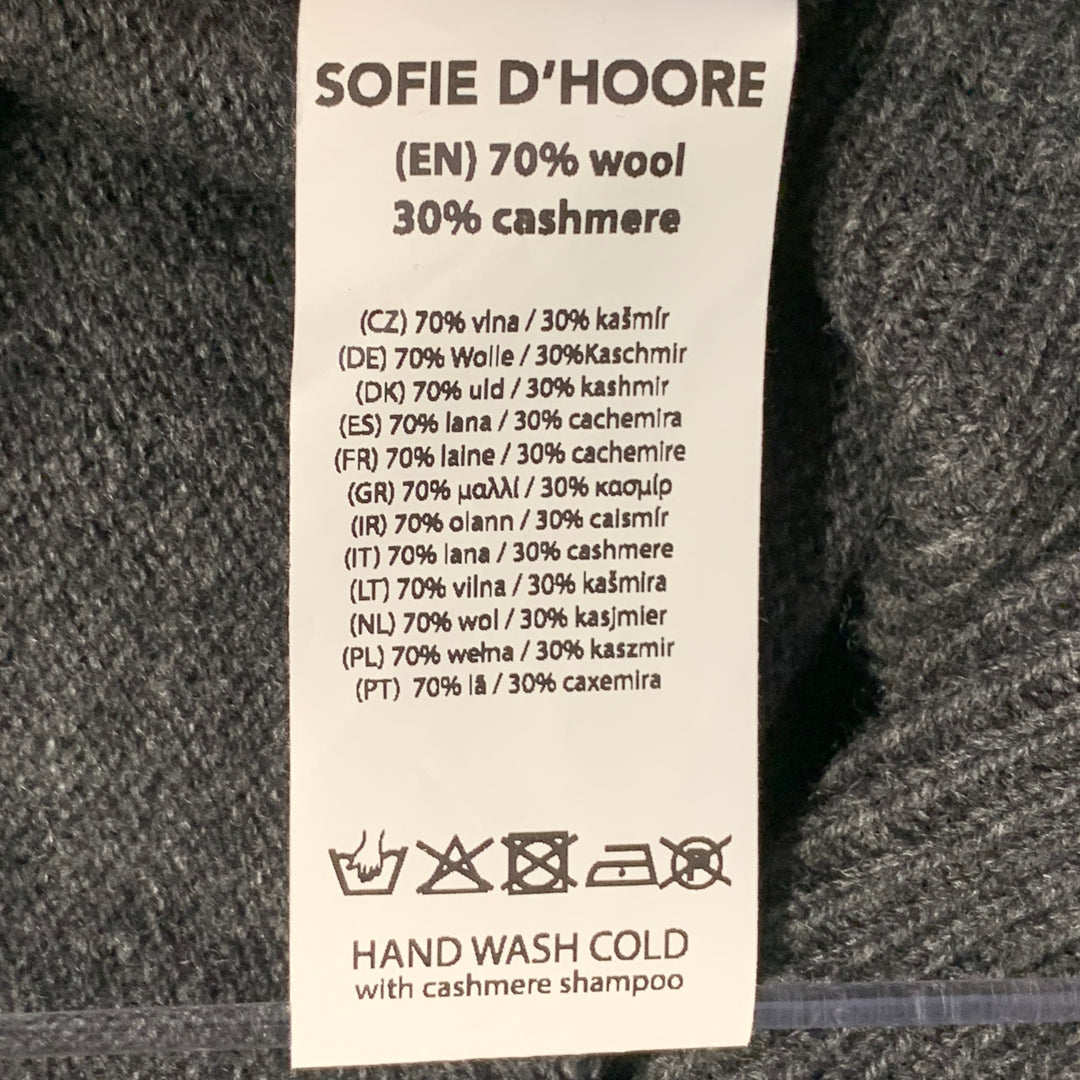 SOFIE D'HOORE Size S Grey Charcoal Knit Wool Cashmere Oversized V-Neck Cardigan
