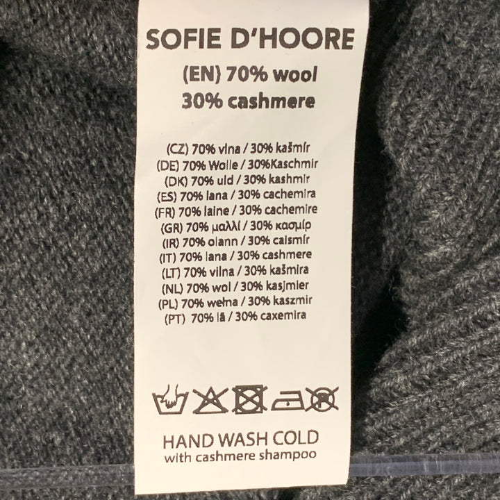 SOFIE D'HOORE Size S Grey Charcoal Knit Wool Cashmere Oversized V-Neck Cardigan