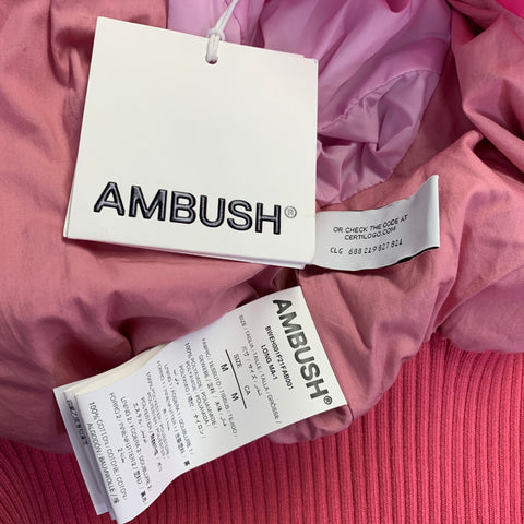 AMBUSH Size M Pink Polyamide Ribbed Knit Coat Dress Coat
