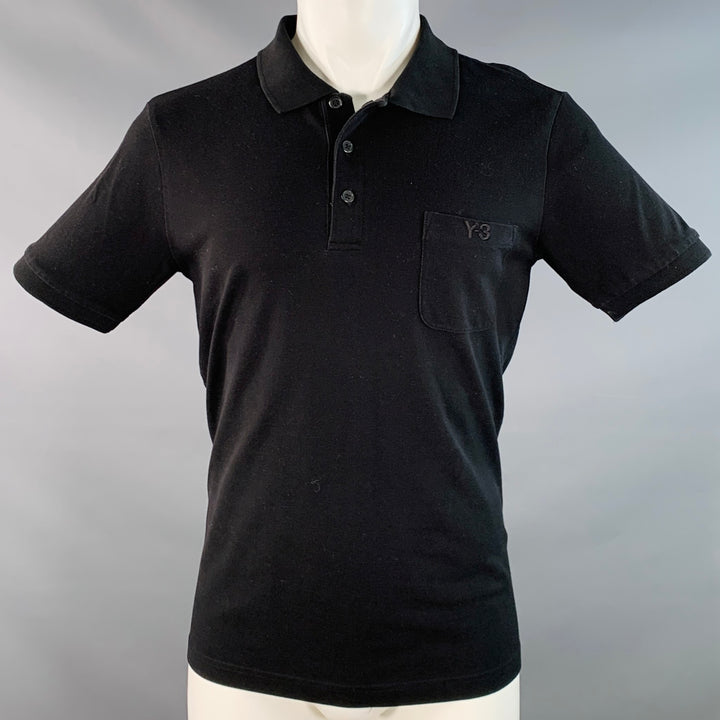 Y-3 Size M Black Cotton One Pocket Half Placket Polo
