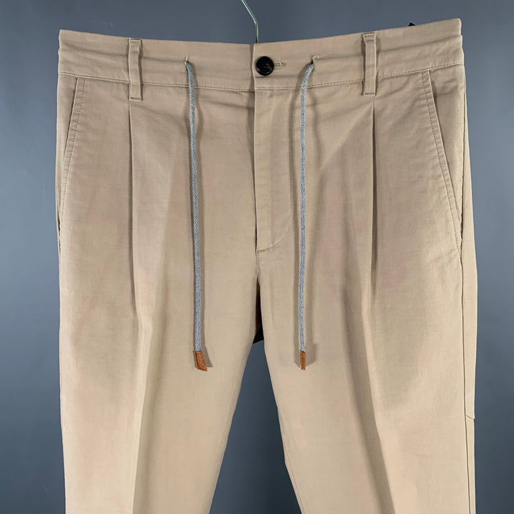 ELEVENTY Size 31 Khaki Cotton Blend Straight Casual Pants