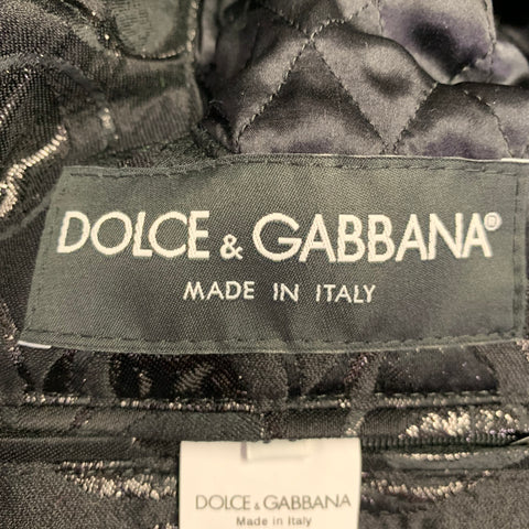 DOLCE & GABBANA Taille 34 Veste Bomber en Coton Mélangé Noir à Cercles Argentés