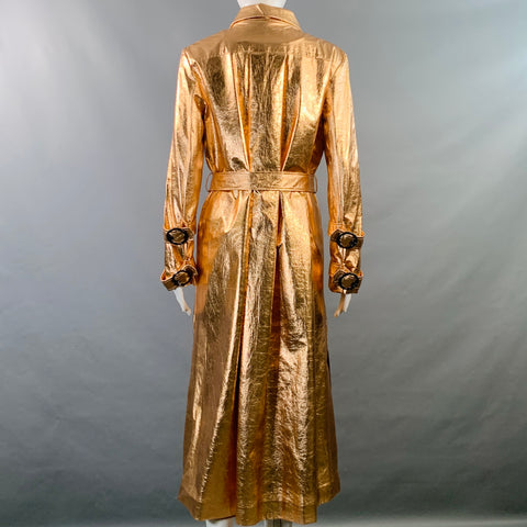 OSMAN LONDON Size 6 Rose Gold Polyester Metallic Belted Coat