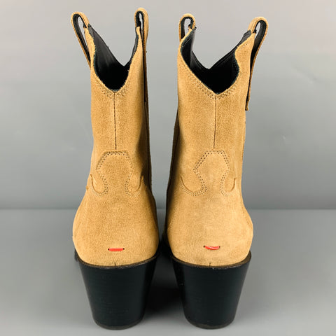 AEYDE Botas occidentales de ante beige talla 10