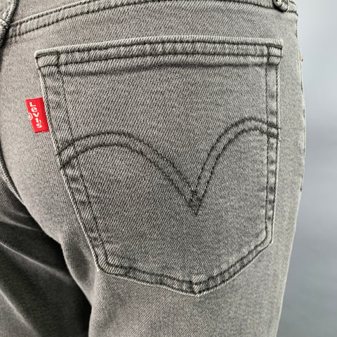 JEAN LEVI STRAUSS Wedgie Straight gris en mélange de coton, taille 27, à boutons