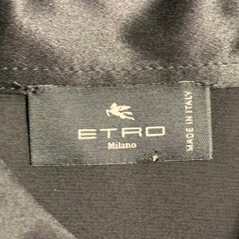 ETRO Size S Black Multi Color Silk Tiger Floral Print Button Up Shirt