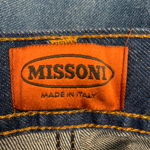 MISSONI Size 39 Blue Contrast Stitch Cotton Straight Five Pockets Jeans