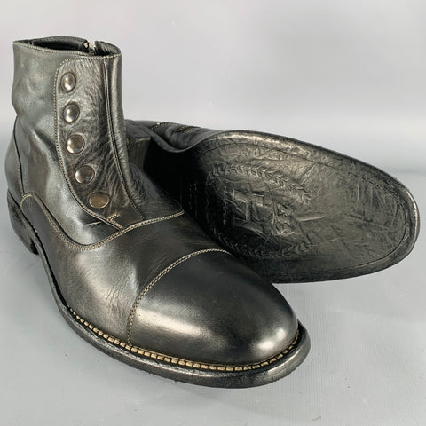 CALZOLERIA HARRIS Size 10 Black Leather Side Zipper Boots
