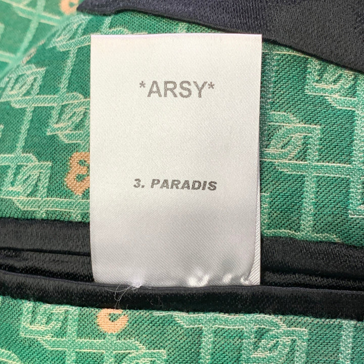 3.PARADIS SS22 Size L Green Jacquard Wool Notch Lapel Coat