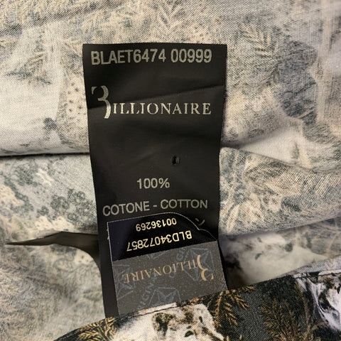 BILLIONAIRE COUTURE Size XL Brown Black Wolf Print Long Sleeve Shirt