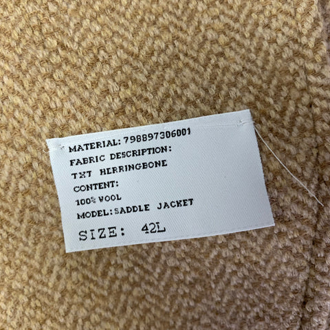 RALPH LAUREN Size 42L Camel Tan Herringbone Wool Notch Lapel Sport Coat