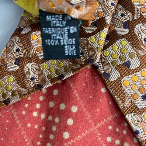 PAUL SMITH Orange Multi-Color Dogs Silk Tie
