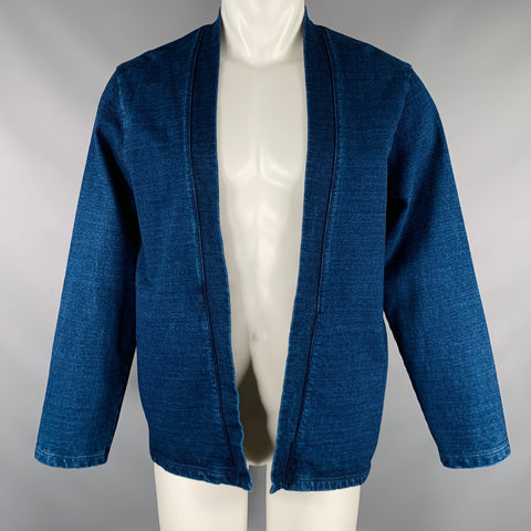 KAPITAL Size M Indigo Yellow Happy Face Cotton Open Front Jacket