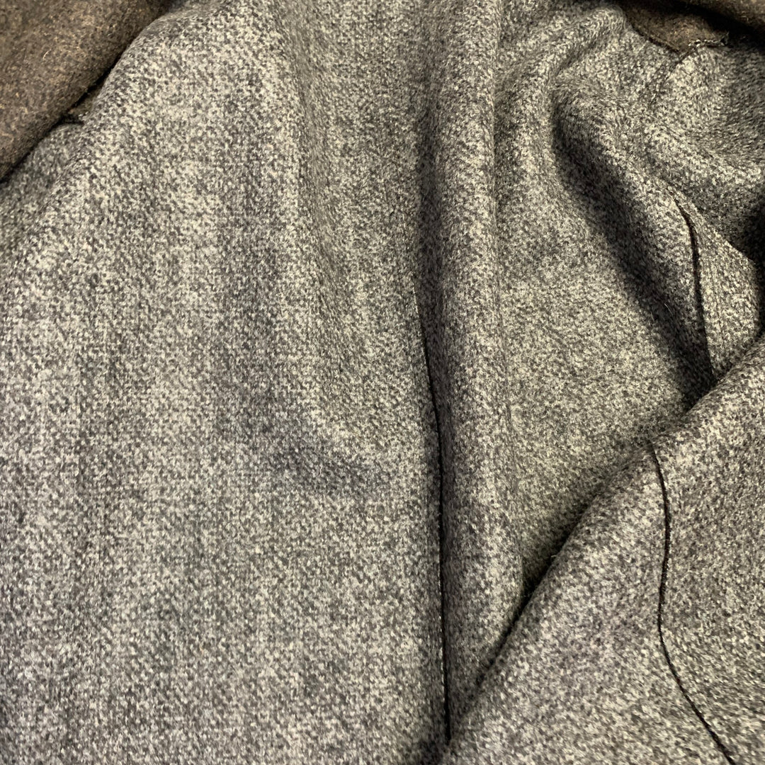 HARRIS WHARF LONDON Size 46 Heather Grey Brown Black Wool Single Breasted Coat