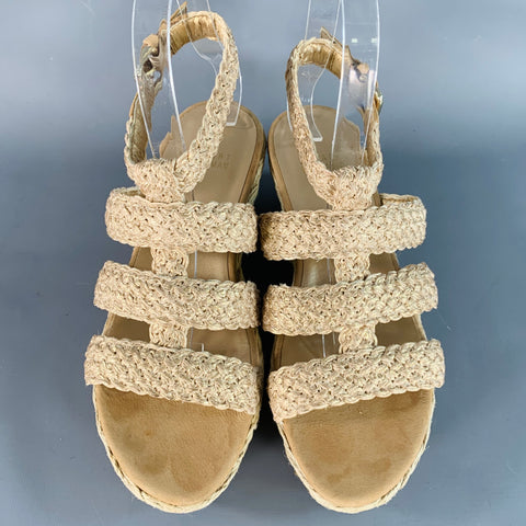 STUART WEITZMAN Size 7 Beige Natural Metallic Espadrille Sandals