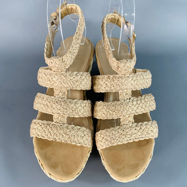STUART WEITZMAN Size 7 Beige Natural Metallic Espadrille Sandals