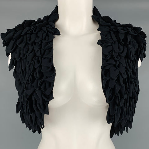 CATHERINE MALANDRINO Size S Black Silk Leaves Cropped Vest