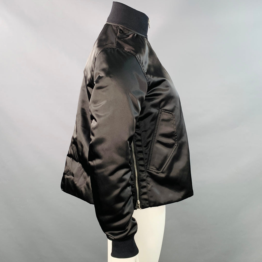 ACNE STUDIOS Size L Black Nylon Side Zippers Varsity Jacket