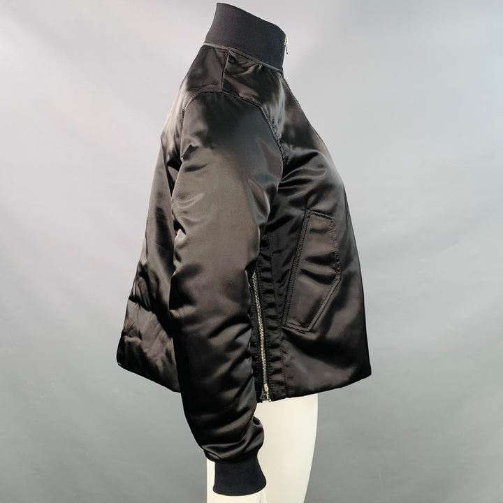 ACNE STUDIOS Size L Black Nylon Side Zippers Varsity Jacket