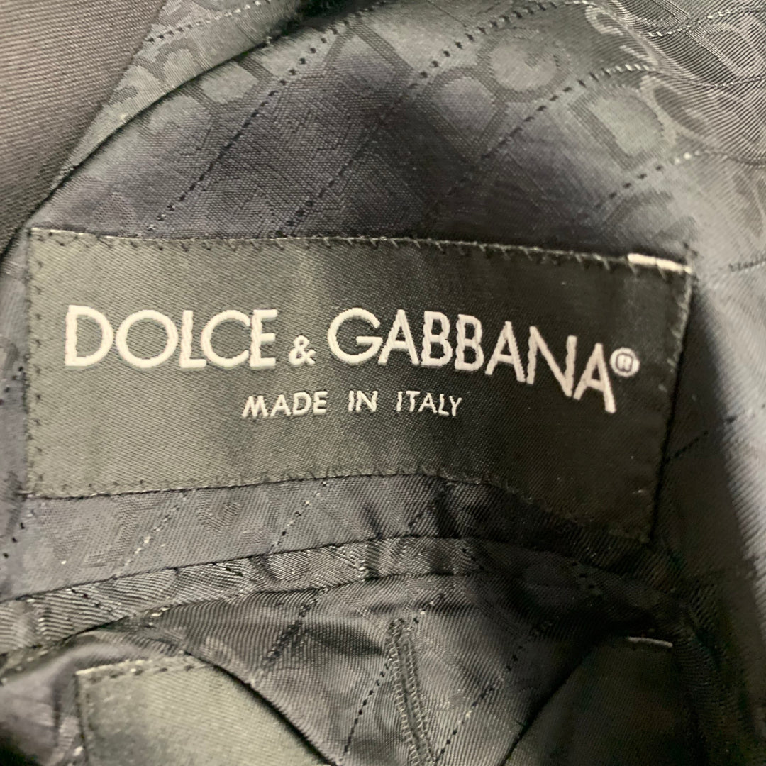 DOLCE & GABBANA Size 46 Black Virgin Wool Blend Notch Lapel Suit