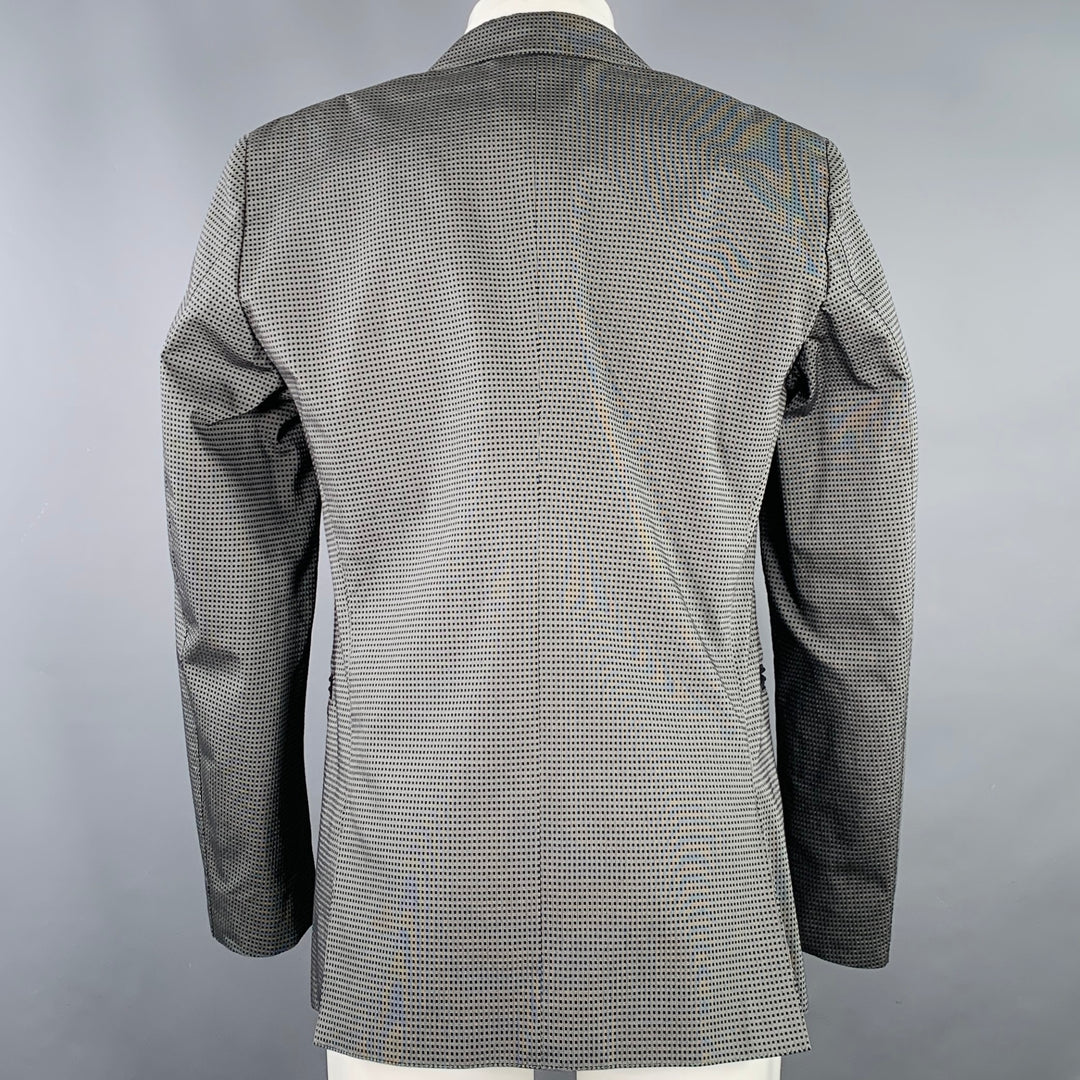 CALVIN KLEIN COLLECTION Size 38 Grey Black Squares Rayon Blend Sport Coat