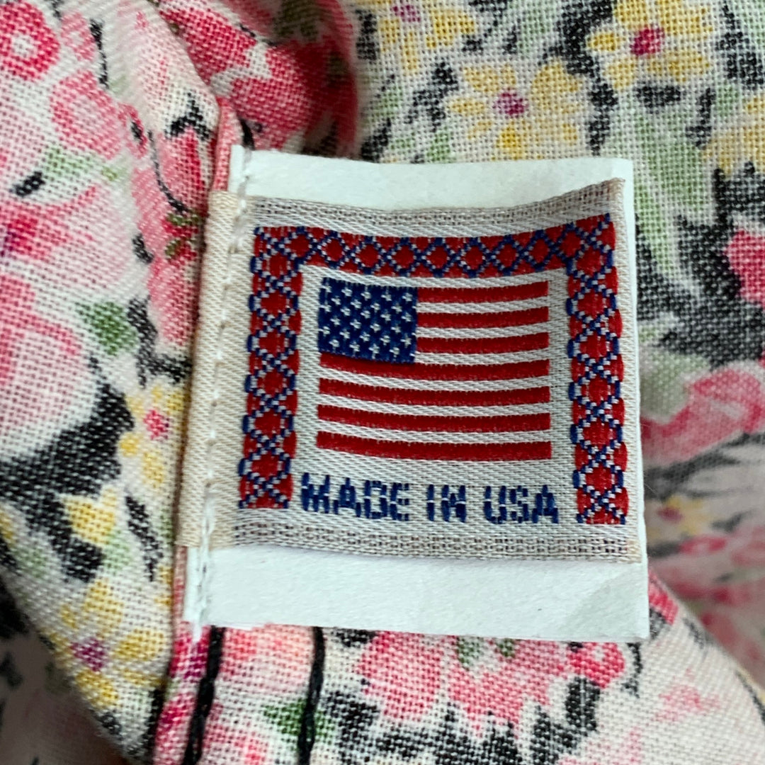 GOLDEN BEAR Size M Pink Yellow Floral Cotton Snaps Shirt Jacket