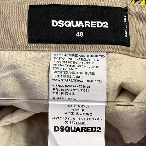 DSQUARED2 Size 32 Khaki Yellow Embroidery Cotton Button Fly Casual Pants