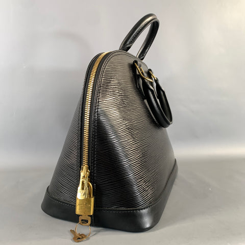 LOUIS VUITTON ALMA Black MI0967 Waves Leather Handbag